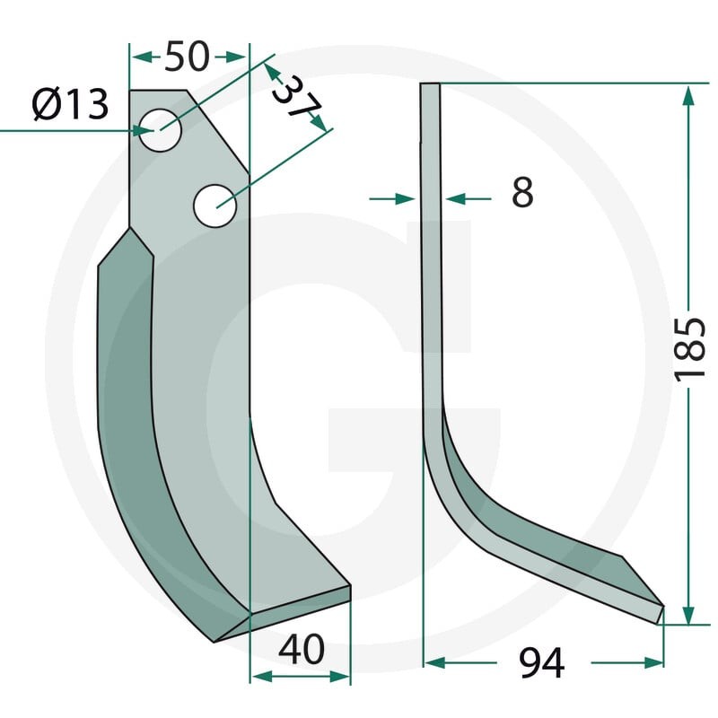 GRANIT Nóż wygięty 180JNC-03L - 180JNC-03L - Sklep rolniczy PoltechParts