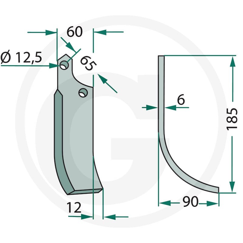 GRANIT Nóż wygięty 180ORT-02L - 180ORT-02L - Sklep rolniczy PoltechParts