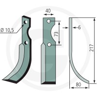 GRANIT Nóż wygięty 180PAB-02L - 180PAB-02L - Sklep rolniczy PoltechParts