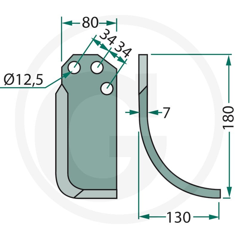 GRANIT Nóż wygięty 180CRR-02R - 180CRR-02R - Sklep rolniczy PoltechParts