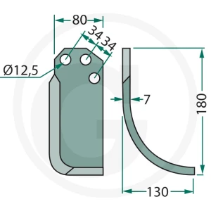 GRANIT Nóż wygięty 180CRR-02R
