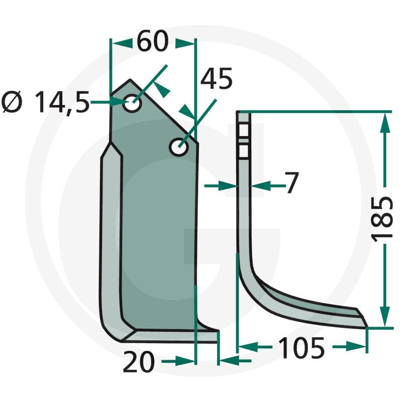 GRANIT Nóż wygięty 180MAL-08L - 180MAL-08L - Sklep rolniczy PoltechParts