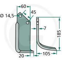 GRANIT Nóż wygięty 180MAL-08L - 180MAL-08L - Sklep rolniczy PoltechParts