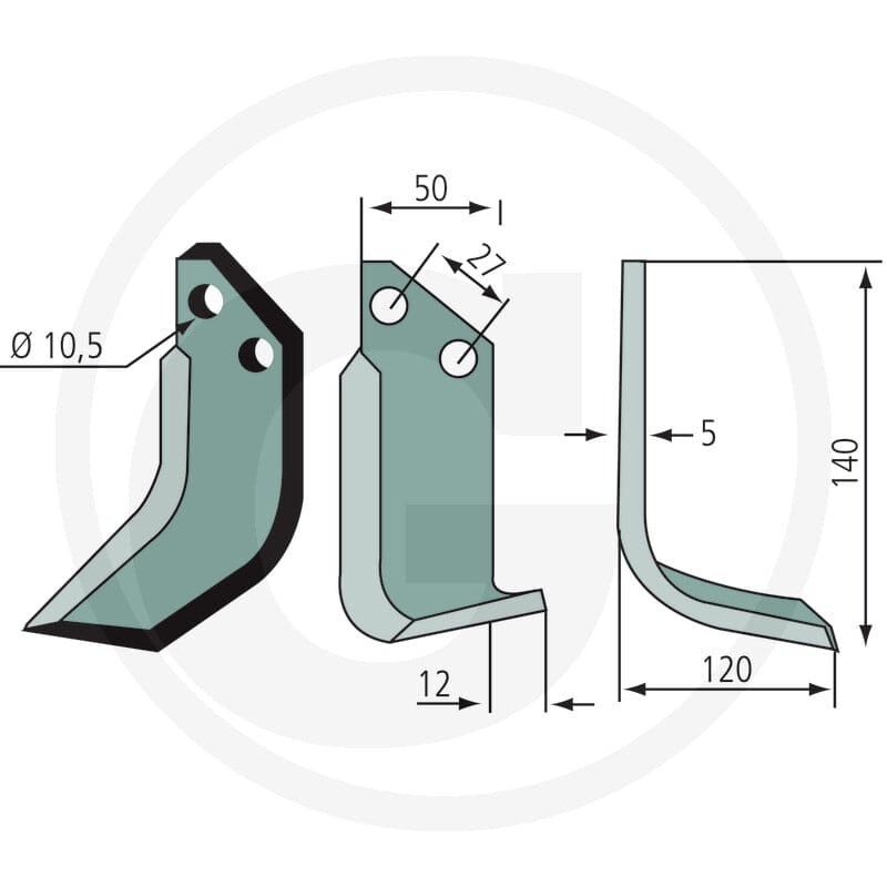 GRANIT Nóż wygięty 180MUR-09L - 180MUR-09L - Sklep rolniczy PoltechParts