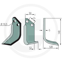 GRANIT Nóż wygięty 180MUR-09L - 180MUR-09L - Sklep rolniczy PoltechParts