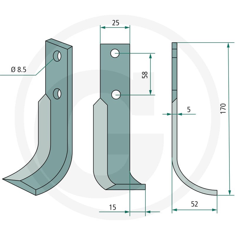 GRANIT Nóż glebogryzarki 180NIB-15R - 180NIB-15R - Sklep rolniczy PoltechParts