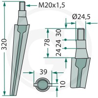 GRANIT Ząb brony aktywnej 180RH50 - 180RH50 - Sklep rolniczy PoltechParts