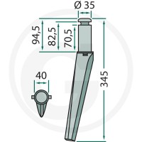 GRANIT Ząb brony aktywnej 180RH57 - 180RH57 - Sklep rolniczy PoltechParts