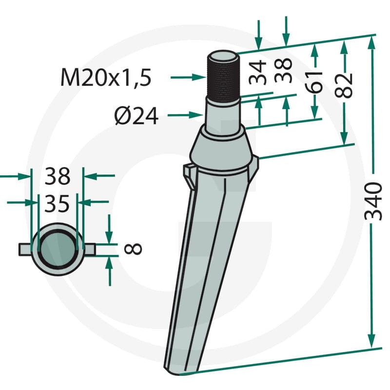 GRANIT Ząb brony aktywnej 180RH128 - 180RH128 - Sklep rolniczy PoltechParts