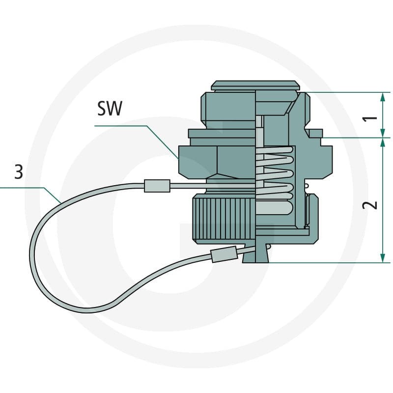 GRANIT Zawór serwisowy oleju M 26x1,5 z linką 85003006 - 85003006 - Sklep rolniczy PoltechParts