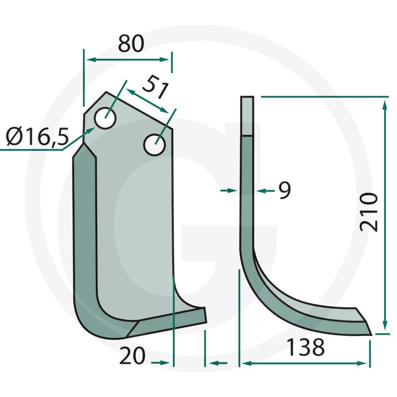 GRANIT Nóż wygięty 180HOW-08R - 180HOW-08R - Sklep rolniczy PoltechParts