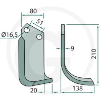 GRANIT Nóż wygięty 180HOW-08R - 180HOW-08R - Sklep rolniczy PoltechParts