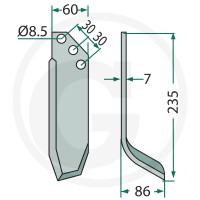 GRANIT Nóż wygięty 180KUH-14L - 180KUH-14L - Sklep rolniczy PoltechParts