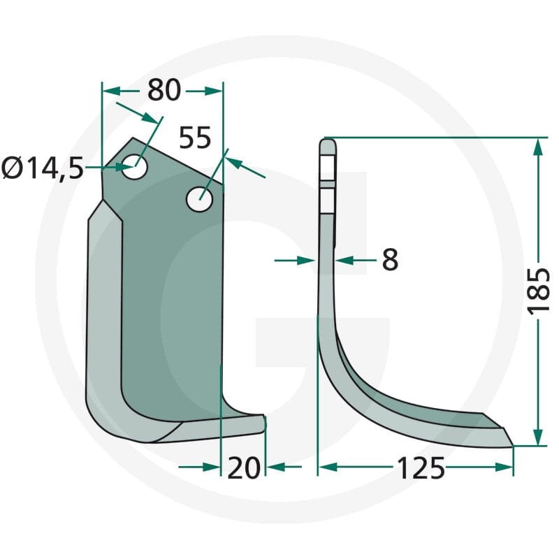 GRANIT Nóż wygięty 180SIM-01R - 180SIM-01R - Sklep rolniczy PoltechParts