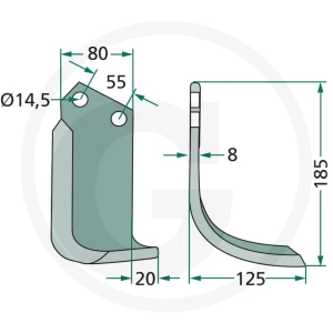 GRANIT Nóż wygięty 180SIM-01R