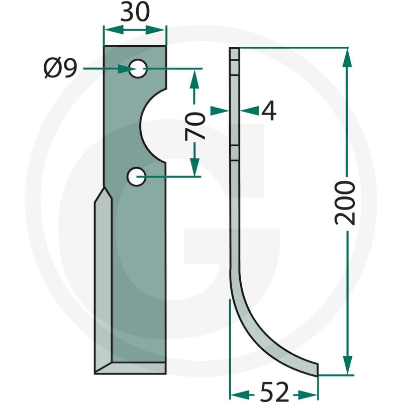 GRANIT Nóż wygięty 180HON-09R - 180HON-09R - Sklep rolniczy PoltechParts