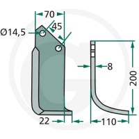 GRANIT Nóż wygięty 180MAL-06L - 180MAL-06L - Sklep rolniczy PoltechParts