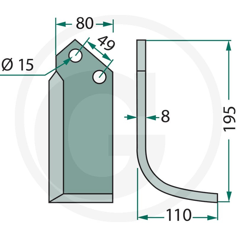 GRANIT Nóż wygięty 180FER-01R - 180FER-01R - Sklep rolniczy PoltechParts