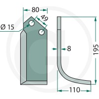 GRANIT Nóż wygięty 180FER-01R - 180FER-01R - Sklep rolniczy PoltechParts