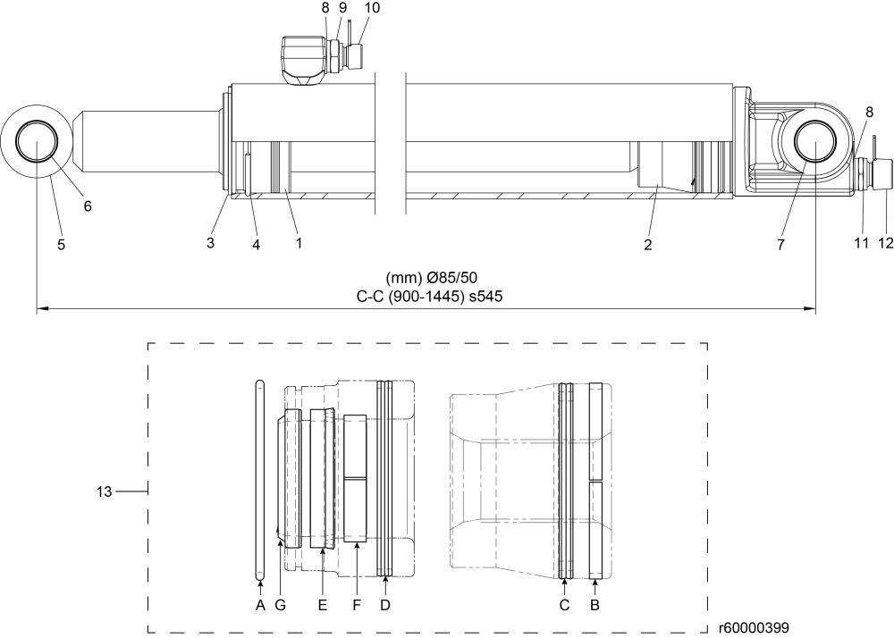 Cylinder podnoszący D85/50 | poltechparts.pl