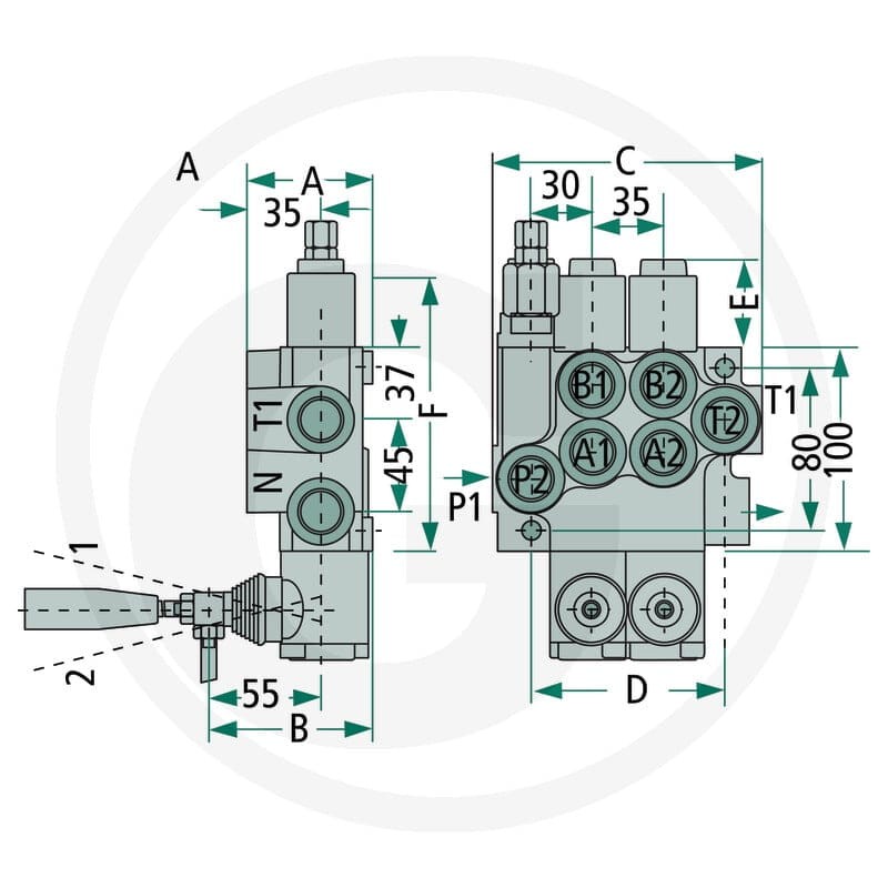 GRANIT Zawór P 40 1x DW (A+B zamknięte ) 1xDW ( 87000980 - 87000980 - Sklep rolniczy PoltechParts