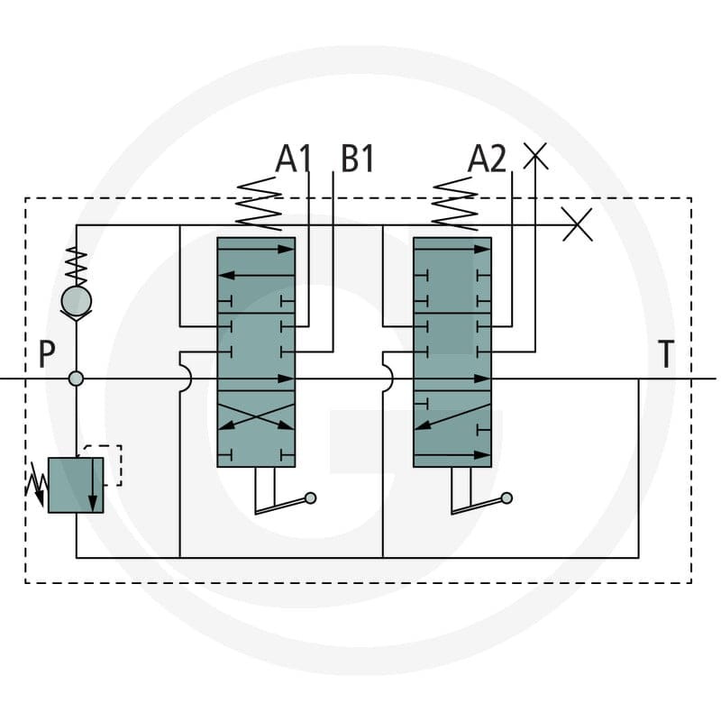 GRANIT Zawór P40 1x DW, 1xEW (A-B, B zamknięte/sprężyna powrotna) z kielichami przyłączeniowymi 87001345 - 87001345 - Sklep rolniczy PoltechParts
