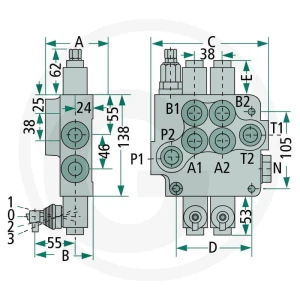 GRANIT Zawór P80 1x DW (A-B pozycja zamknięta / pływająca z zapadką w poz. 3) 87001349
