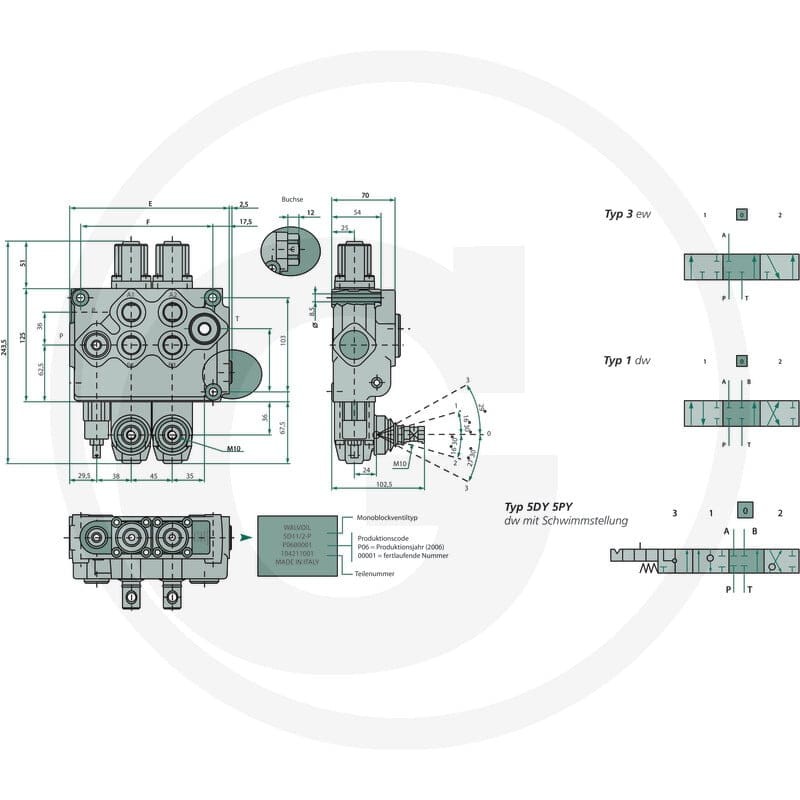 Walvoil Zawór monobloku SD11-6-P-6x(18L)-AET 86500213 - 86500213 - Sklep rolniczy PoltechParts