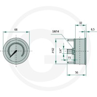 GRANIT Manometr, przyłącze z tyłu 600 bar Ø63mm 85050020 - 85050020 - Sklep rolniczy PoltechParts