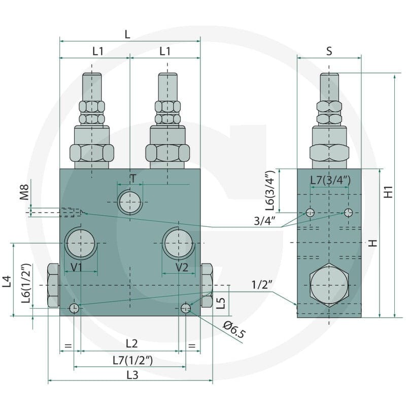 Oleodinamica Marchesini Podwójny ogranicznik ciśnienia VAU-AC 3/ 85002354 - Sklep PoltechParts