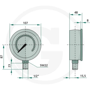 STAUFF Manometr 100 bar Ø100mm-1/2" 85000442