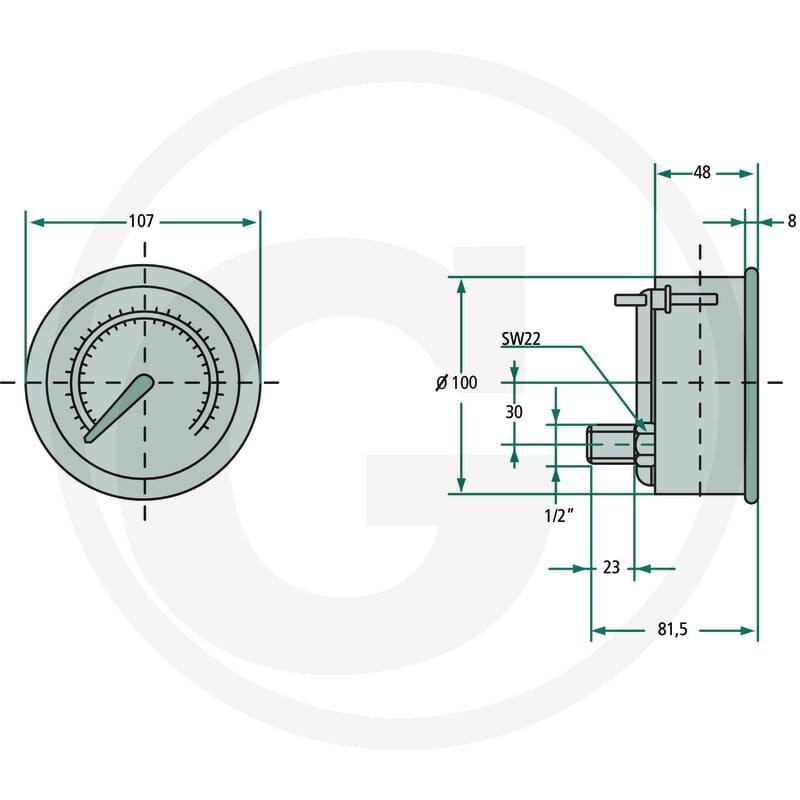 STAUFF Manometr 600 bar Ø100mm-1/2" 85000454 - 85000454 - Sklep rolniczy PoltechParts