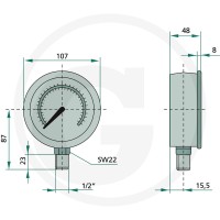 STAUFF Manometr 400 bar Ø100mm-1/2" 85000445 - 85000445 - Sklep rolniczy PoltechParts
