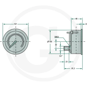 STAUFF Manometr 25 bar Ø100mm - 1/2" 85000448