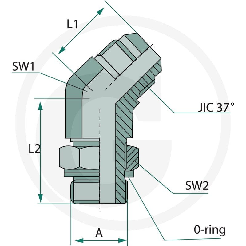 GRANIT WAE 7/8 M-JIC x M22 M-MET 45° 81528207 - 81528207 - Sklep rolniczy PoltechParts