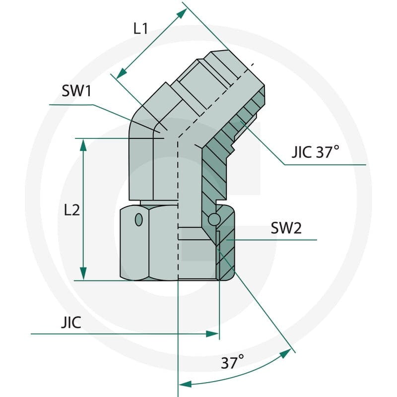 GRANIT WA 1.5/8 FS-JIC x 1.5/8 M-JIC 45° 81527639 - 81527639 - Sklep rolniczy PoltechParts