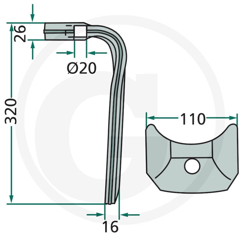 GRANIT Ząb brony aktywnej 180RH-119-L - Sklep PoltechParts