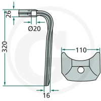 GRANIT Ząb brony aktywnej 180RH-119-L - Sklep PoltechParts