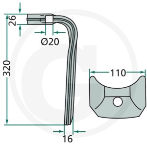 GRANIT Ząb brony aktywnej 180RH-119-L