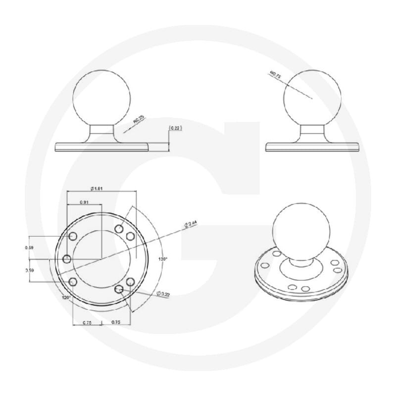 RAM MOUNTS Płyta bazowa (kula C) 5070010043 - Sklep PoltechParts