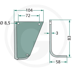 GRANIT Nóż wygięty 180HAK-56R