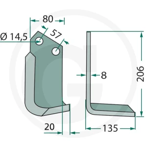 GRANIT Nóż kątowy 180PEG-11L