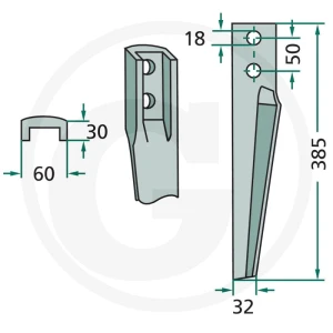 GRANIT Ząb brony aktywnej 180RH-105-L