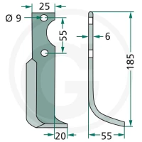 GRANIT Nóż wygięty 180BCS-07L - Sklep PoltechParts