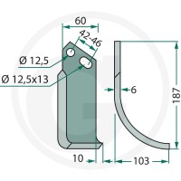 GRANIT Nóż wygięty 180GOL-28L - Sklep PoltechParts