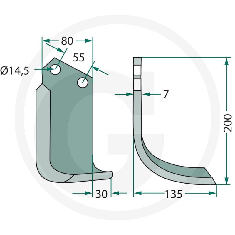 GRANIT Nóż wygięty 180NAR-16L - Sklep PoltechParts