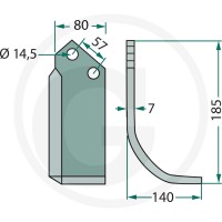 GRANIT Nóż wygięty 180HUA-01R - Sklep PoltechParts