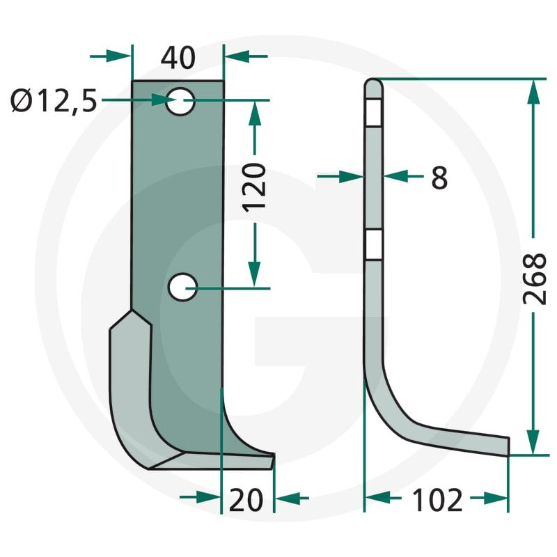 GRANIT Nóż wygięty 180KRO-01R - Sklep PoltechParts