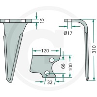 GRANIT Ząb brony aktywnej 180RH-PRG-04R - Sklep PoltechParts