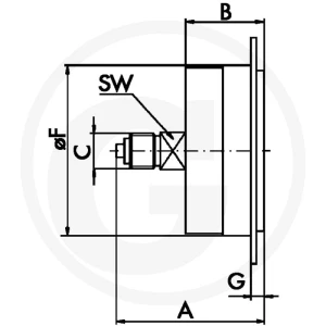 GRANIT M-FH-63-0/4-1/4-St-bar/psi D=63mm przyłącze tylne 60618240267